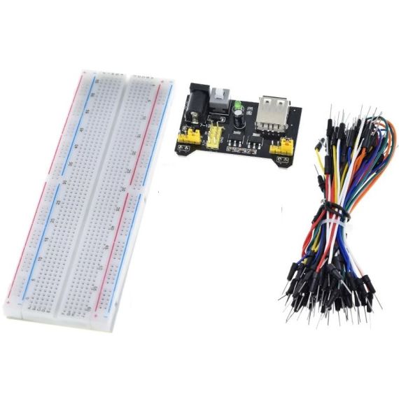 Kit breadboard MB102 830 punti con cavi jumper e modulo di alimentazione Kit breadboard MB102 830 punti con cavi jumper e modulo di alimentazione